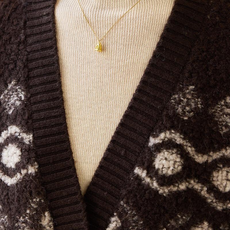 Srcr Women's 100% Wool Jacquard Knit Cardigan