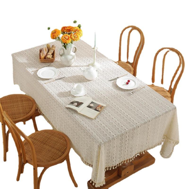Lace Beige Brocade Cotton Hollow Photo L Geometric Rhombus Tablecloth Tablecloth Tablecloth Wedding Decoration