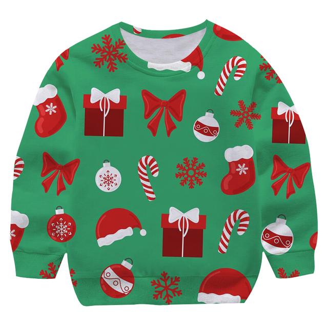 2025 Neues 4-14 Jahre Weihnachts-Hirsch-Sweatshirt für Mädchen und Jungen Große Größe Herbst Cartoon Schneemann Weihnachten Kinder Rundhals Weihnachts-Oberteile