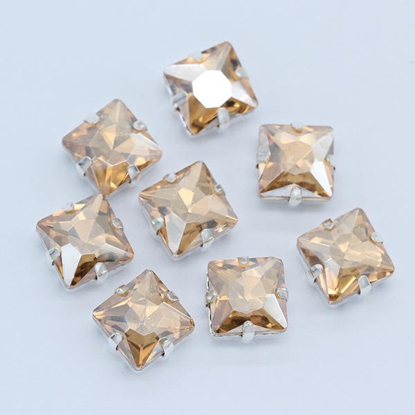 Strassuri Pătrate din Sticlă de Cristal cu Gheare Argintii, Artizanat Cusut pe Piatră, Accesorii Vestimentare, Rochie de Mireasă, Pantofi, Geantă, Garnitură DIY