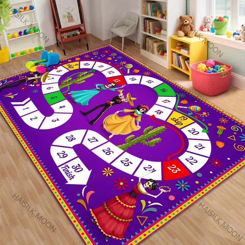 1PC Board Games Pattern Carpet for Living Room Bedroom Sofa Home Decor Non-slip Floor Mat Children's Room Play Rugs