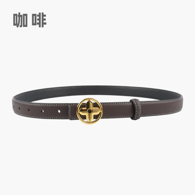 Lychee Pattern Can Be Used On Both Sides, First Layer Cowhide Leather Women'S Belt, Simple Belt With Jeans Casual Pants