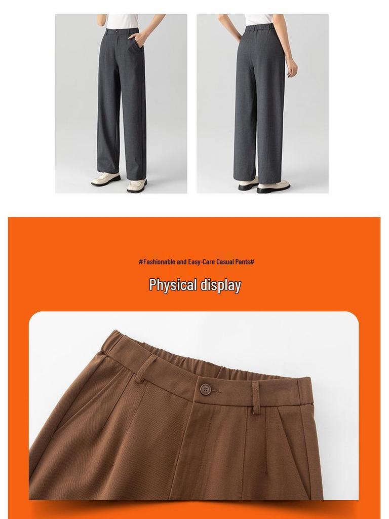 New Wool Tencel High-Waist Straight Pants - Slimming and Versatile Loose Fit, Narrow or Wide Leg Options