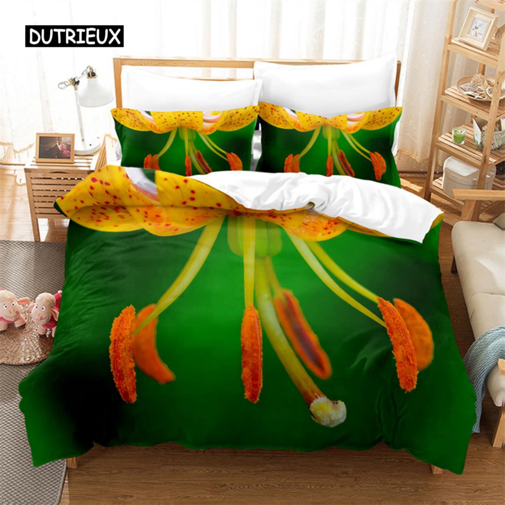 Yellow Flowers  Queen Size Bed Ensemble Comforter Cover Sets Bedding Digital Printing Bed Linen King Size Size Comforter Cover Kit Bed Ensemble