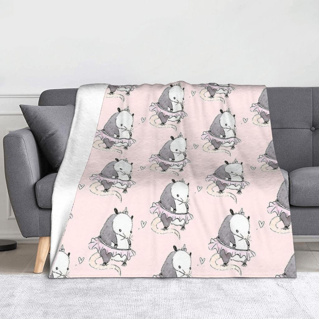 Starry Night Opossum Van Gogh Possum Funny Rodent Blankets Breathable Soft Throw Blanket for Bed Outdoor Plush Thin Quilt