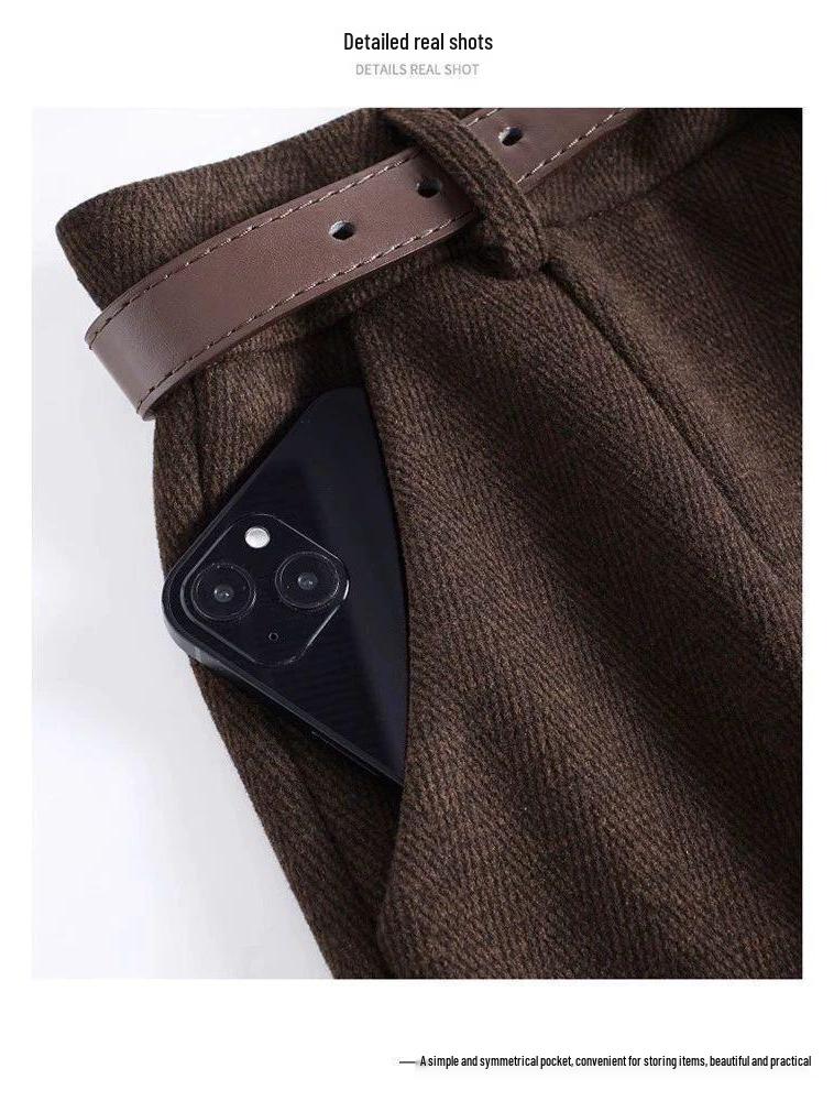 Women's Woolen Wide-Leg Bootcut Shorts, High-Waisted Slimming, Thickened for Autumn/Winter 2025.