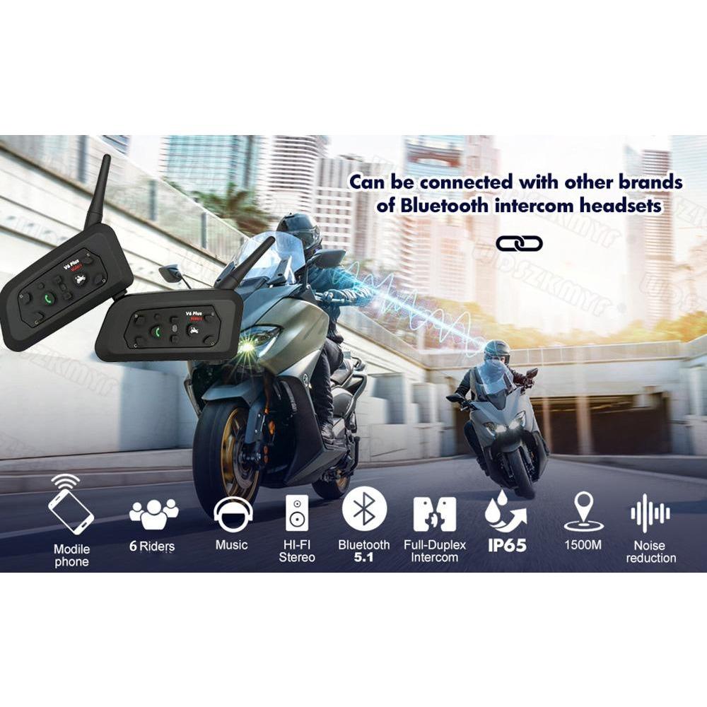 Zestaw słuchawkowy Bluetooth V6 Plus Smart Motorcycle, obsługa telefonu z muzyką GPS, wodoodporny interkom wielofunkcyjny