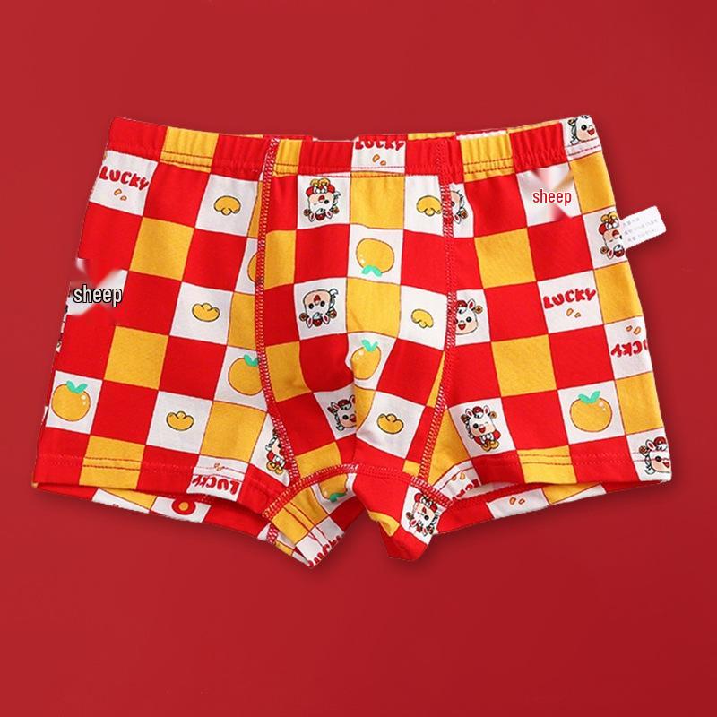 Baumwoll-Boxershorts für Jungen - Rotes Sternzeichen-Design