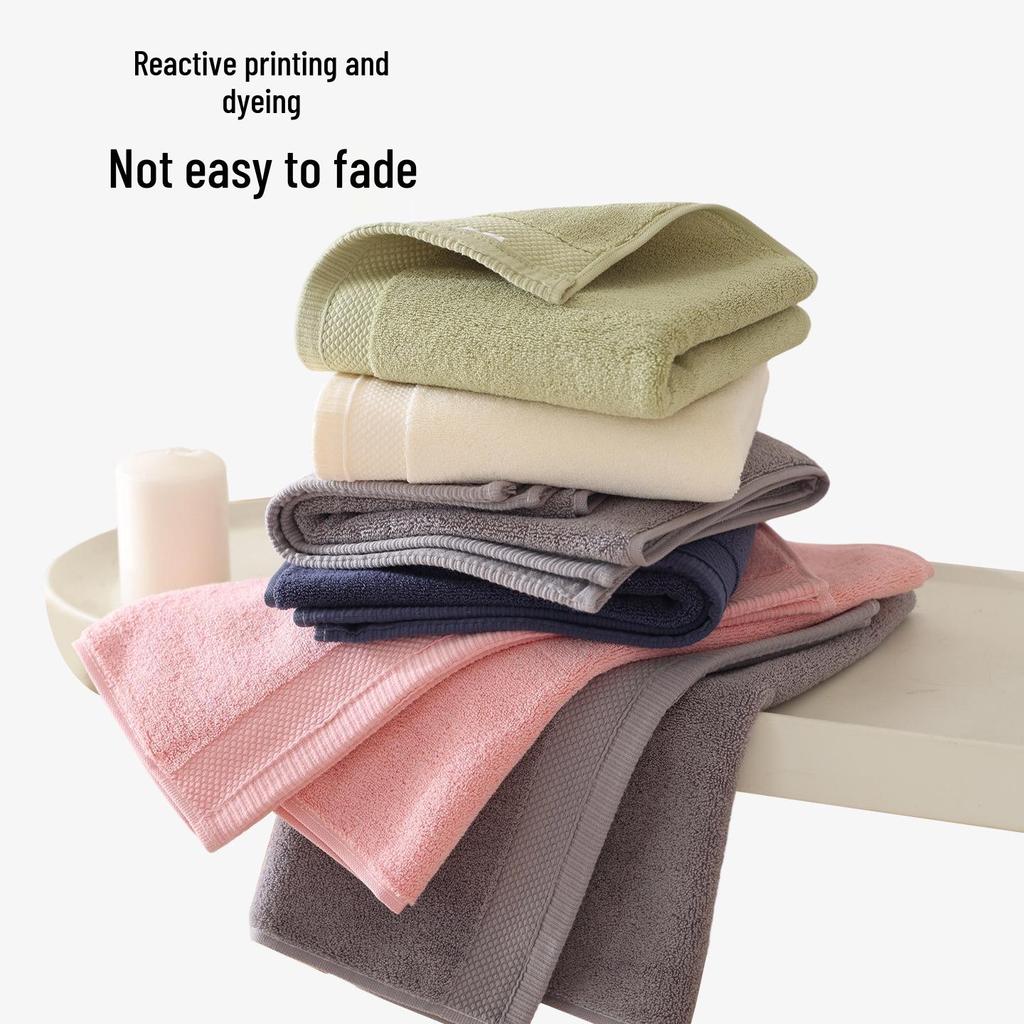 Plain Color Pure Cotton Face Towel - Thick, Non-Linting, Soft Household Towel