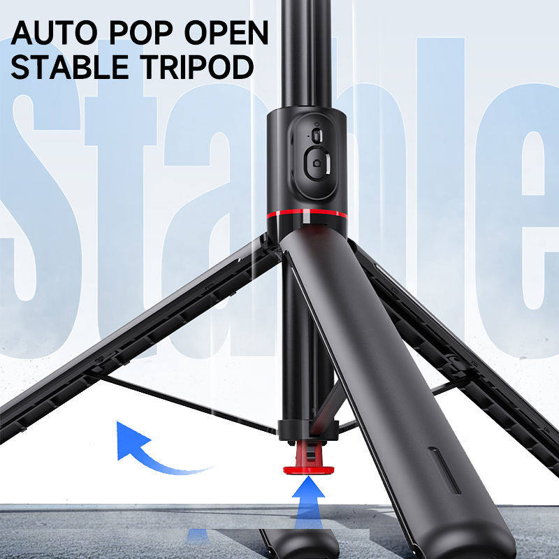 TT01 1.77m Aluminum Alloy Telescopic Long Rod 69" All-in-one Auto Pop-up Tripod Selfie Stick with Remote Control for Phone