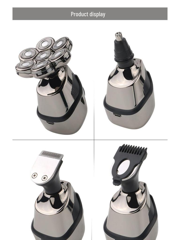 Multifunctional Electric Shaver with Seven Cutter Heads, Full Body Wash Safe