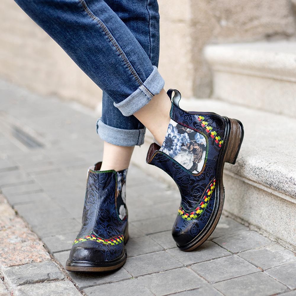 Ženy smíšené barvy Ženy Retro etnický styl Ležérní obuv Měkká dámská patchworková obuv