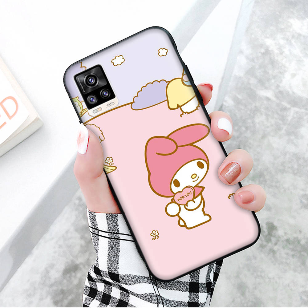 H-10 My Melody Black Sofe Case for iPhone 16 15 Plus 14 13 Mini 12 11 Pro 8 6 6S SE 5 XR XS Max Realme C30 C33 C32 9I VIVO V29 V27 V23 Y36