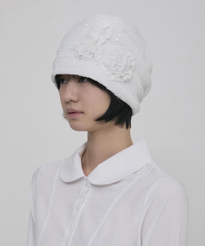 Peulleeoeob Ruffle Shirring Beanie (Fl-740_White)