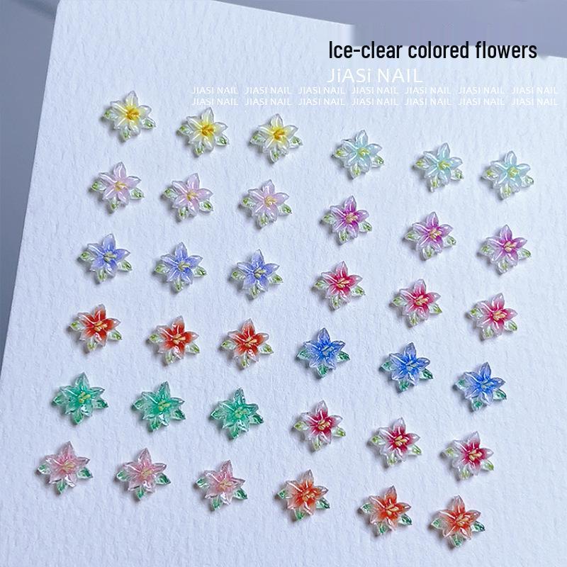 3D Five-Petal Translucent Flower Nail Art Rhinestones