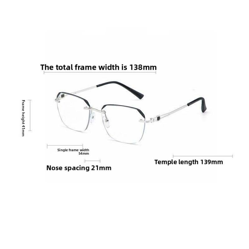 Fashionable Business Presbyopia Glasses For Men And Women Rimless High-Definition Anti-Blue Light Reading Glassesdiopter To +4.0