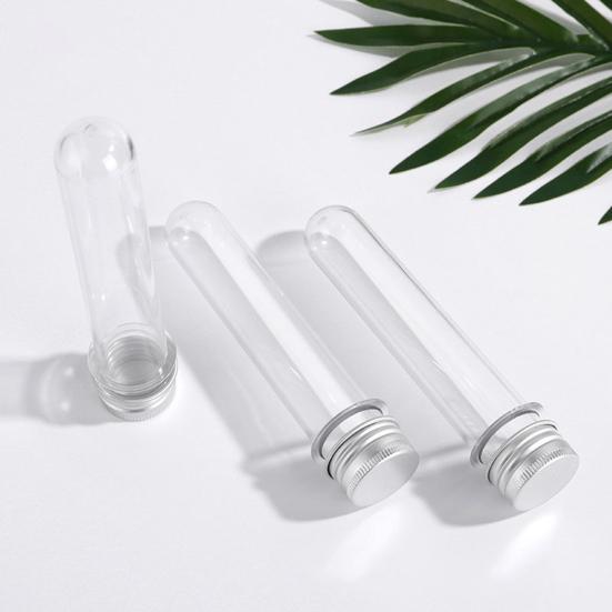 5 ks 40ml lahvičky na zkumavky Průhledné lesklé nepropustné Víceúčelová opakovaně použitelná nádoba na vzorky Kovový uzávěr Laboratorní zkumavky Vzorkové lahvičky na svatbu