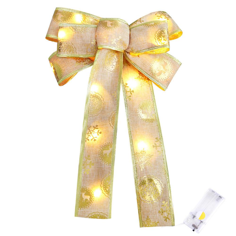 Tree Christmas Exquisite Lighted Bow Hanging Decoration In Classic American Style