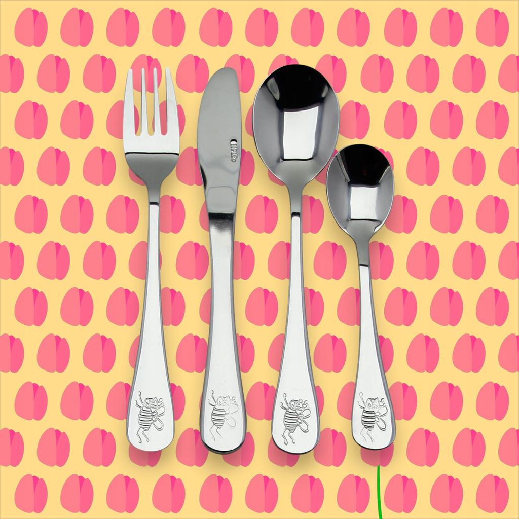 CHILDREN'S CUTLERY SET STEEL SPOON FORK KNIFE SPOON 4 pcs.