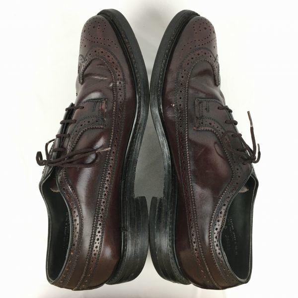 80. léta 90. léta Vintage USA Model obchodního domu Dlouhé křídlové Americké brogue Burgundská barva Velikost 10.5D 28.0(POUŽITÝ)