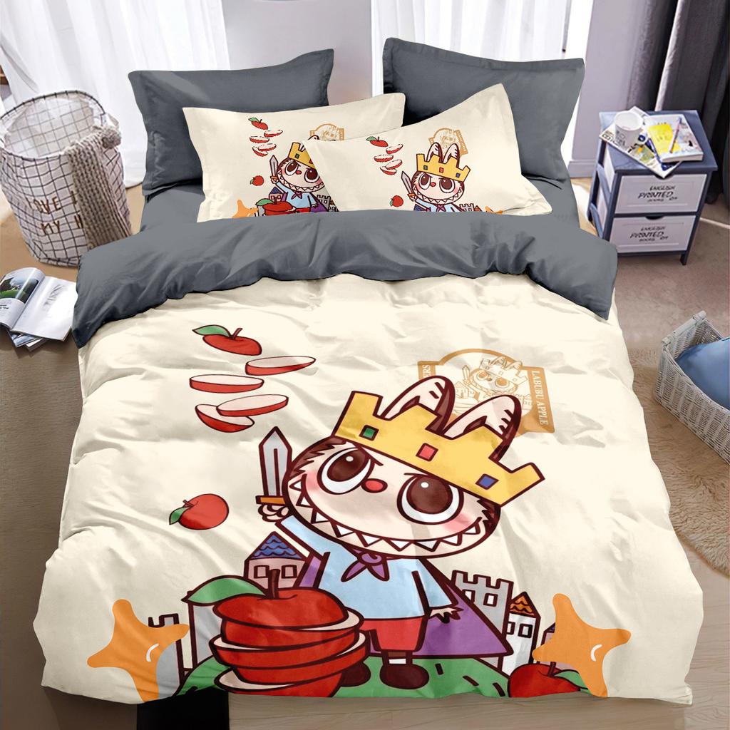 Niedliche Cartoon bubu Bettwäsche 2/3-teiliges Schlafzimmer-Set, Kindergeschenk Jugendliche Erwachsene Mikrofaser Doppelbett Einzel-/Doppel-/Queen-/King