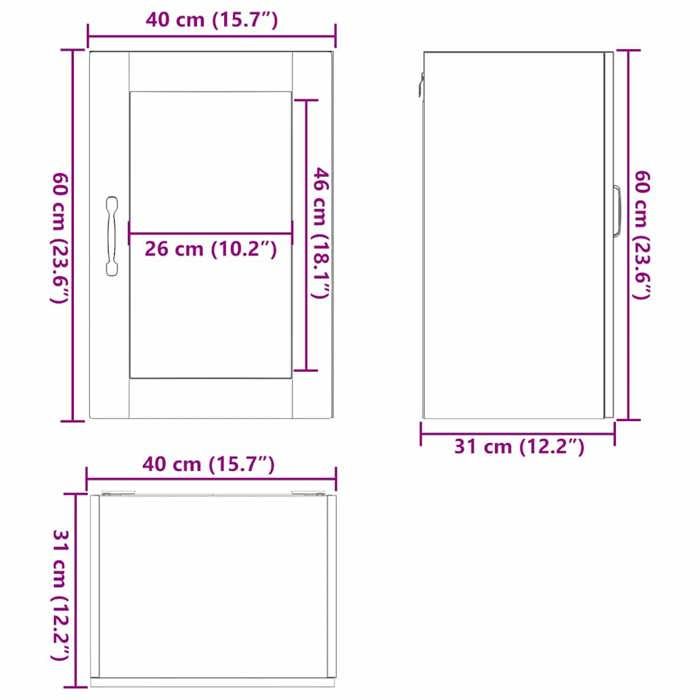 VidaXL Armoire murale de cuisine avec porte en verre Porto noir 854008