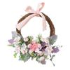 Artificial Flower Wreath Spring Roses Floral Wreath with Green Leaves for Front Door Wedding Wall Home Decor 12.6in