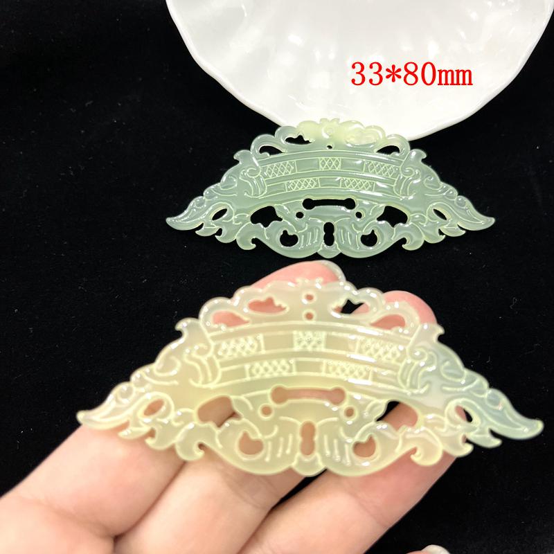 Qin Han Style Phoenix Pattern Imitation Jade Pendant - High Quality Hollow Plastic Material for DIY Headdress