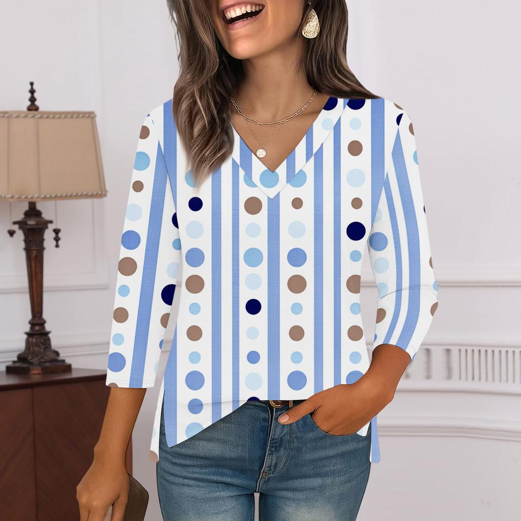 3/4 Ermskjorter For Kvinner Trykk Grafiske T-skjorter Bluser Casual Pluss Størrelse Basis Topper Pullover