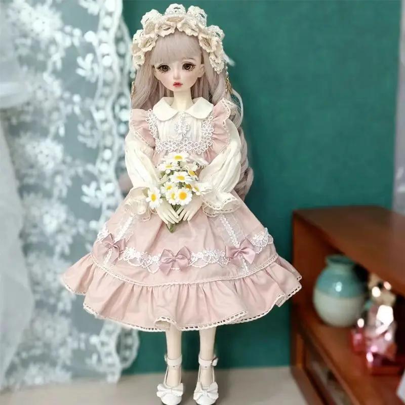 60/45/30cm Doll's Clothes Pink Clothing for 1/3 1/4 1/6 Bjd Doll Skirt+Hair Dress Up Toys Play House Doll Accessories,no Doll