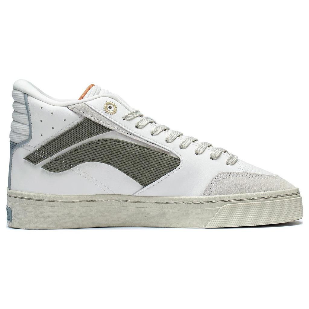Li Ning 180 Slip Resistant, Abrasion Resistant, Lightweight Mid Top Skateboard Shoes Men's White AECS053-1