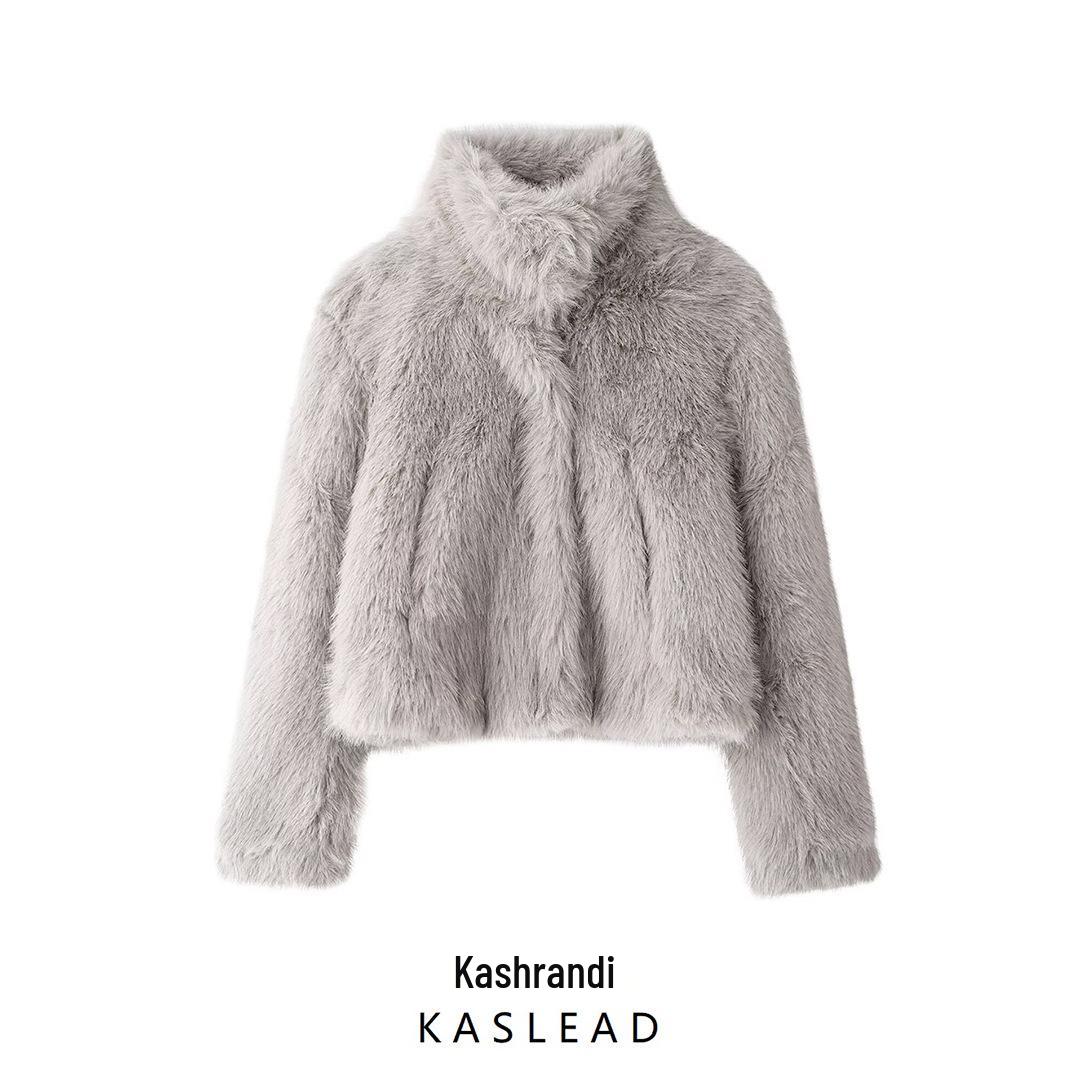 

2024QJXKNZ European & American Style Faux Fur Short Coat L светло-серый