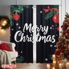2pcs 2D flat printing Merry Christmas Window Curtains Merry Christmas leaves Durable 100% Polyester Fabric Without Electricity