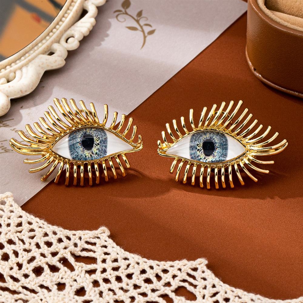 Accessori Vintage, Orecchini Ciglia Diavoletto Western, Lega Design di Alto Livello, Orecchini a Bottone Retrò