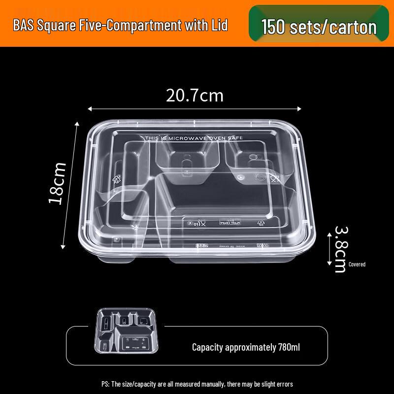 ZISIZ Disposable 5-Compartment Paper Meal Boxes