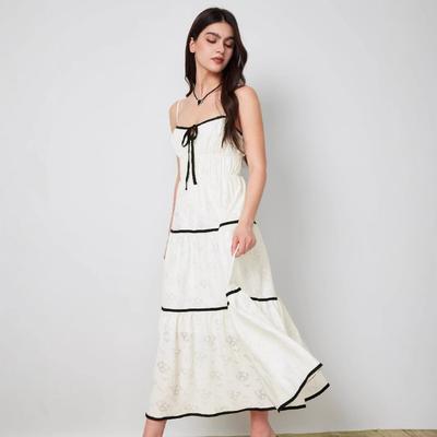 Women's Fashion Summer Three-dimensional Sexy Slimming Patchwork Slim Lace-up Senior Sense All-match Dress