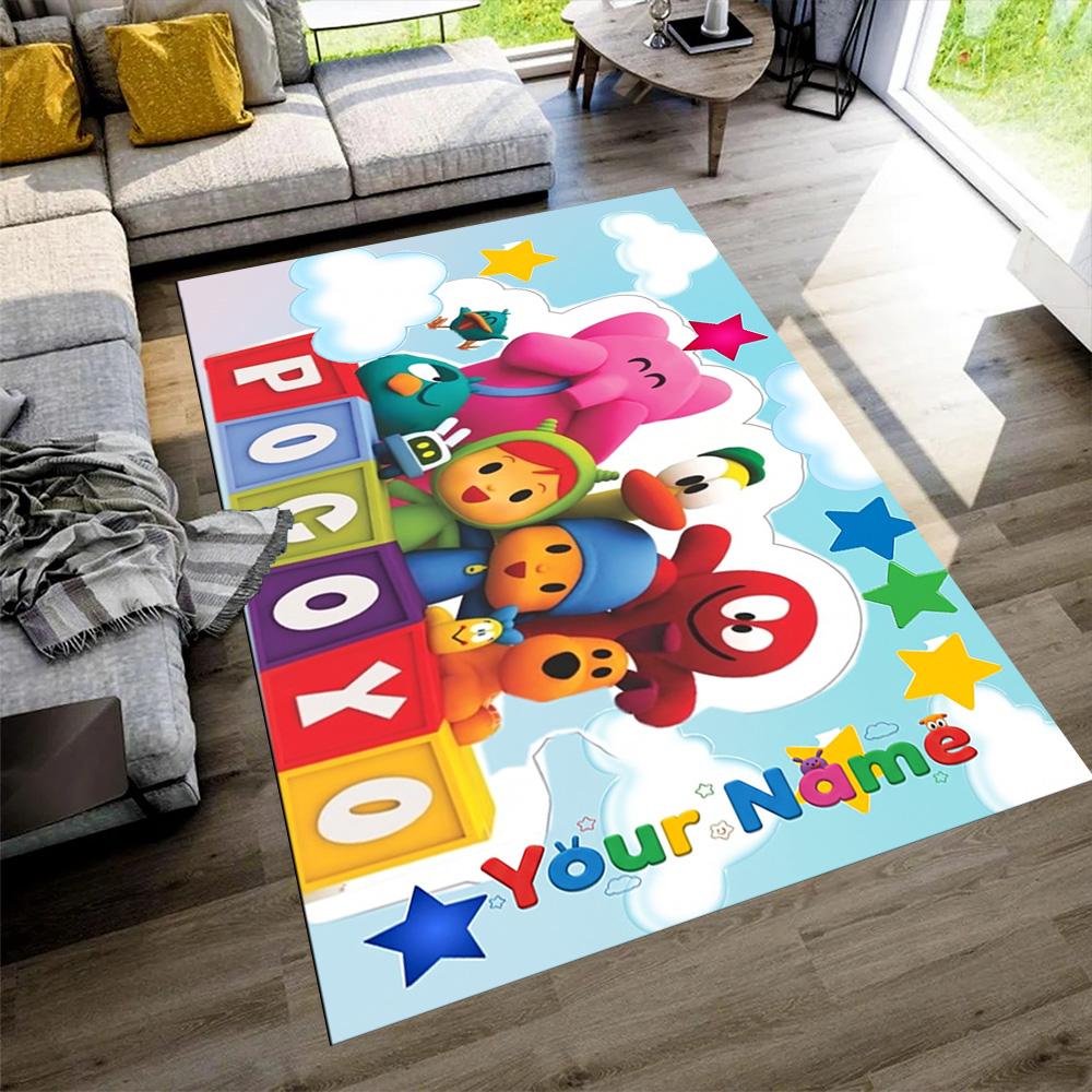 Pocoyo Personalized Text Floor Rug Office Rug Suitable for Kitchen Playrooms Game Room Foyer Antislip Carpet Decorate Offices