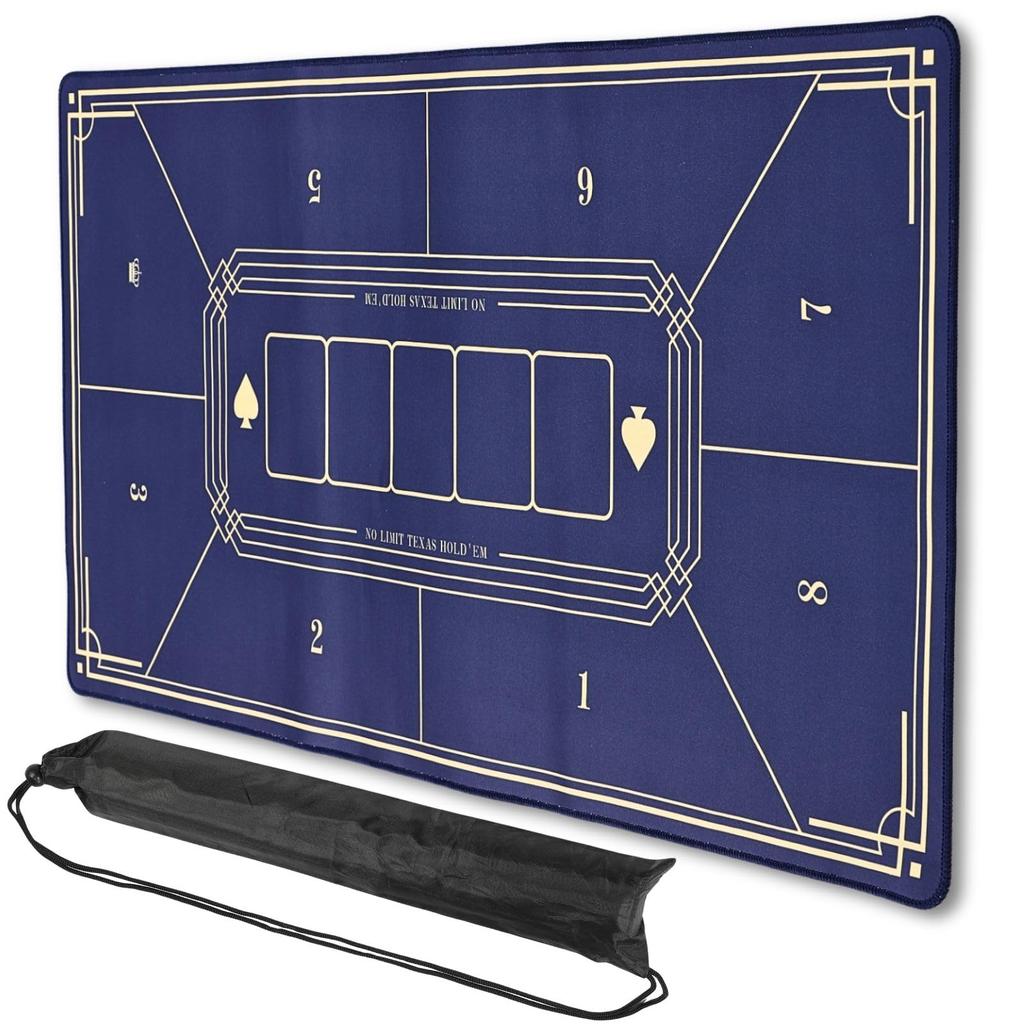 CHASO Poker Mat Casino Compact Card Game Texas with Case Blue Hold'em