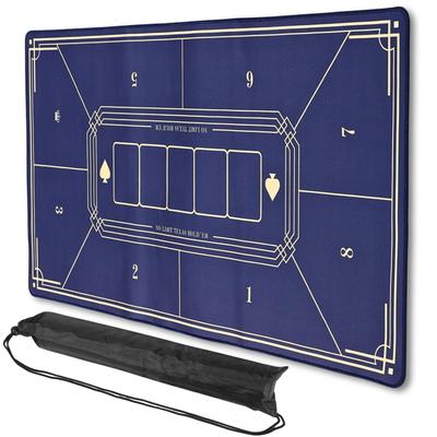 CHASO Covor Poker Cazinou Compact Joc de Cărți Texas cu Toc Albastru Hold'em