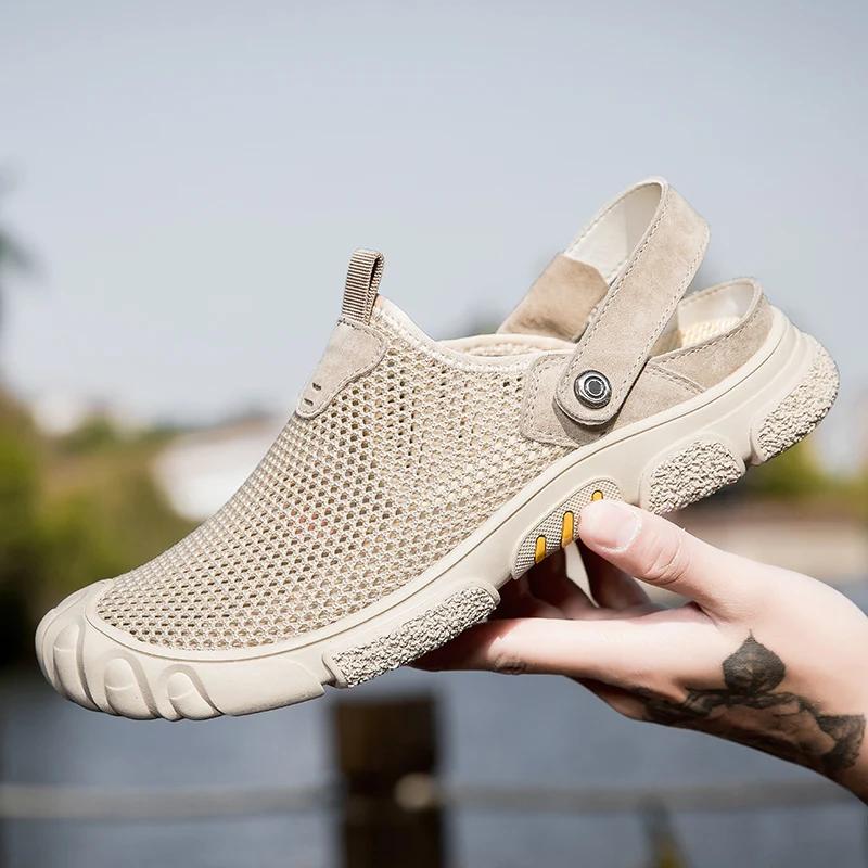 Mesh Men Casual Shoes Summer Outdoor Sneakers Loafers Non-slip Hiking Shoes Breathable Men's Treking Shoe Hollow Out Flats Male