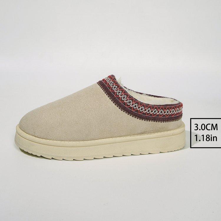 

Spot second hair thick-soled snow boots women s outer wear heightening fleece fur integrated bag head half drag large size cotton shoes women s shoes 41 бежевий