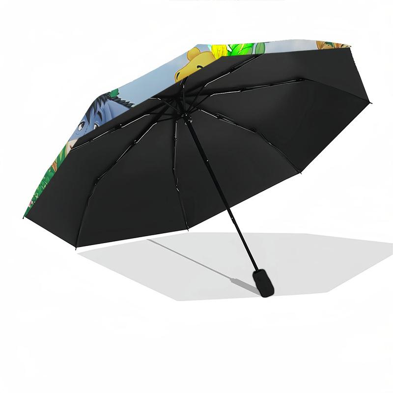 Winnie the Pooh, Eeyore Automatic Opening and Closing Umbrella - 8 Ribs Portable Folding Umbrella with Plastic Handle, Suitable for Leisure