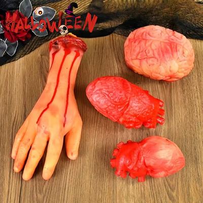 Halloween Fake Body Parts Realistic Severed Hand Foot Props Scary Organs Heart Brain Horror Prank Prop for Halloween Party Decor