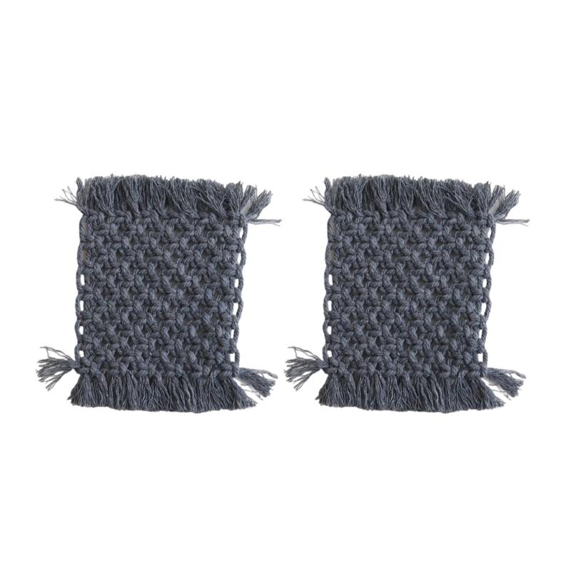 

2 Pack Crochet Heat Resistant Mats Hand Crocheted Cotton Placemats Pots Holders Protective Drink Pads for Daily Use сірий