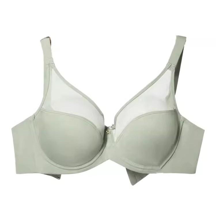 Traceless smooth surface large chest small underwear set women's thin anti-sagging adjustment bra large size sexy bra