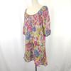 Excellent Condition USA three dots 3/4 Sleeve Dress XS Women Knee-Length Multicolor Sheer(USED)