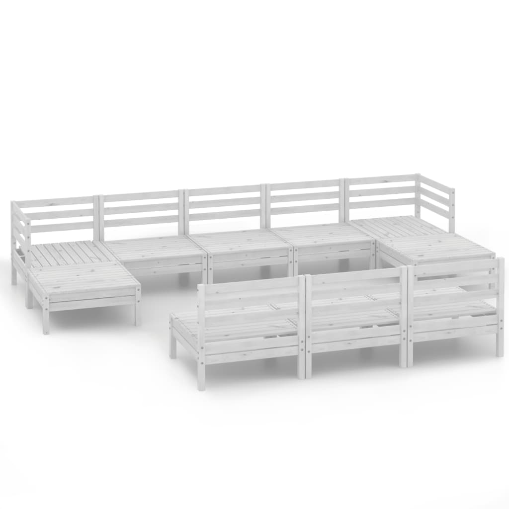 Vidaxl 10-Cz. Garden Lounge Set, White, Pine Wood