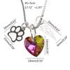 Rainbows Bridge Necklace Crystal Pendant Necklace with Paw-Print and Angel Wing Pet Loss Jewelry for Cat Dog Memorials G