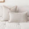 Throw Pillow Covers Set of 2 Striped Fringe Pillow Cover Farmhouse Cushion Covers with Tassel Neutral Boho Pillowcase for Couch
