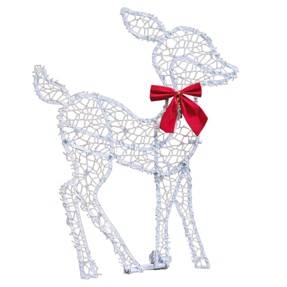 Christmas Reindeer Light Decoration Set of 3 for Yard Garden and For Home Outdoor Holiday Scene with Metal Frame and LED Lights